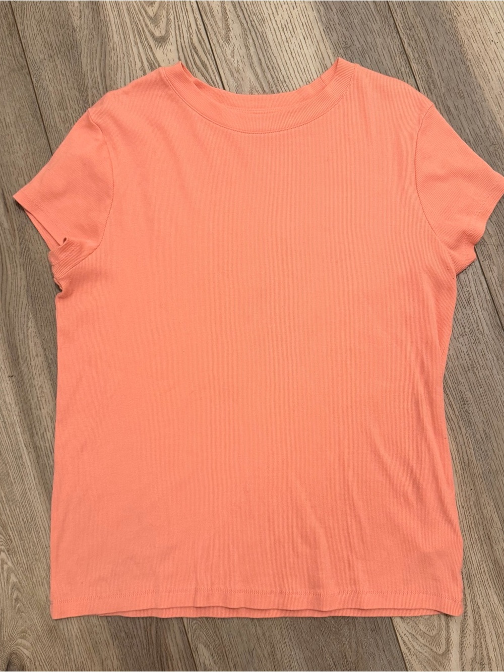 Classic Women's Ribbed Crewneck Tee in Coral